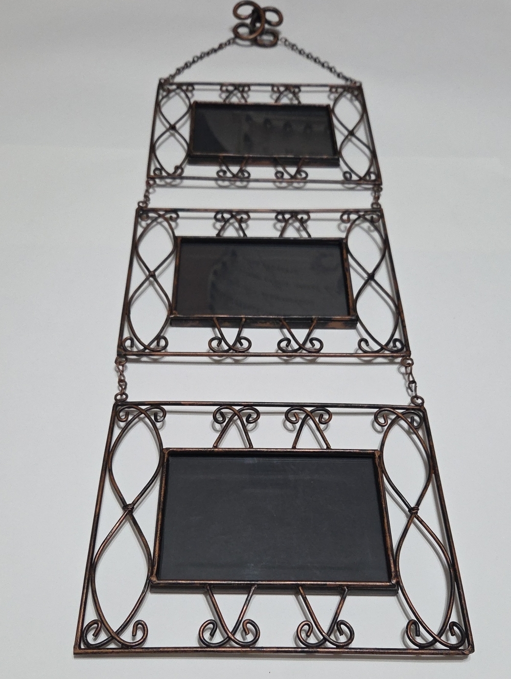 Three-Panel Decorative Metal Wall Frame in Bronze